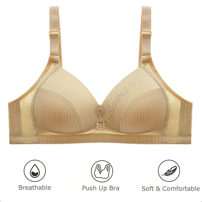 New Thin Striped Women Bra Sparkly Rhinestones Wireless Underwear Push Up Female Plus Size Bras Fashion