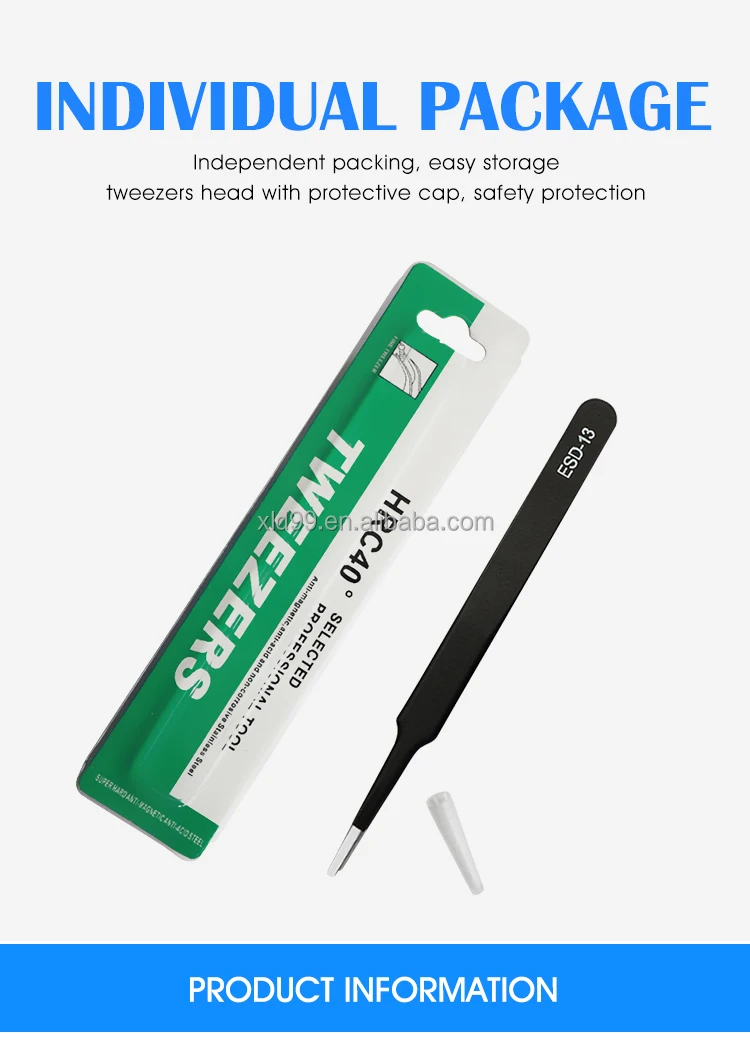 Wholesale Multiple Types Anti Static Precision Black Stainless Steel Tweezer