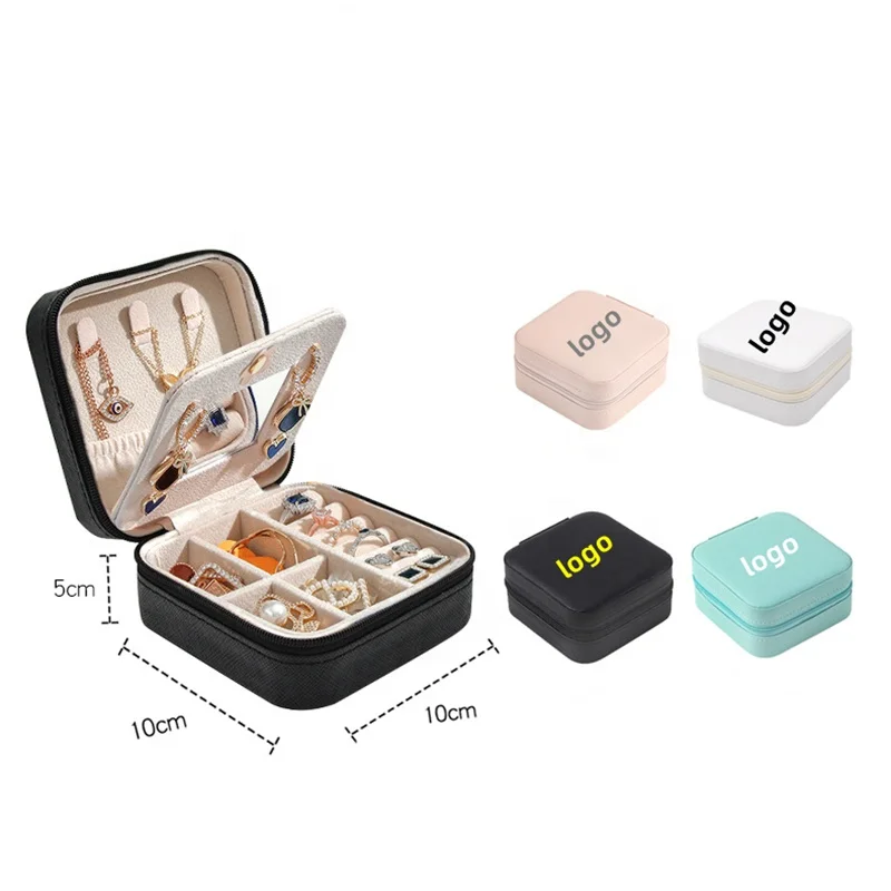 Free Sample Custom Pu Leather Portable Jewelry Box Small Travel Jewelry Organizer travel jewelry box