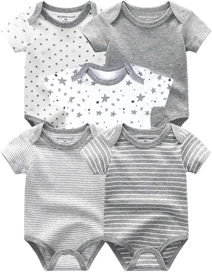 Free Quality Sample GOTS Organic Cotton Baby Boys Clothes Newborn Infant Clothing Custom Design 5pcs Bodysuit Baby Boy Vest
