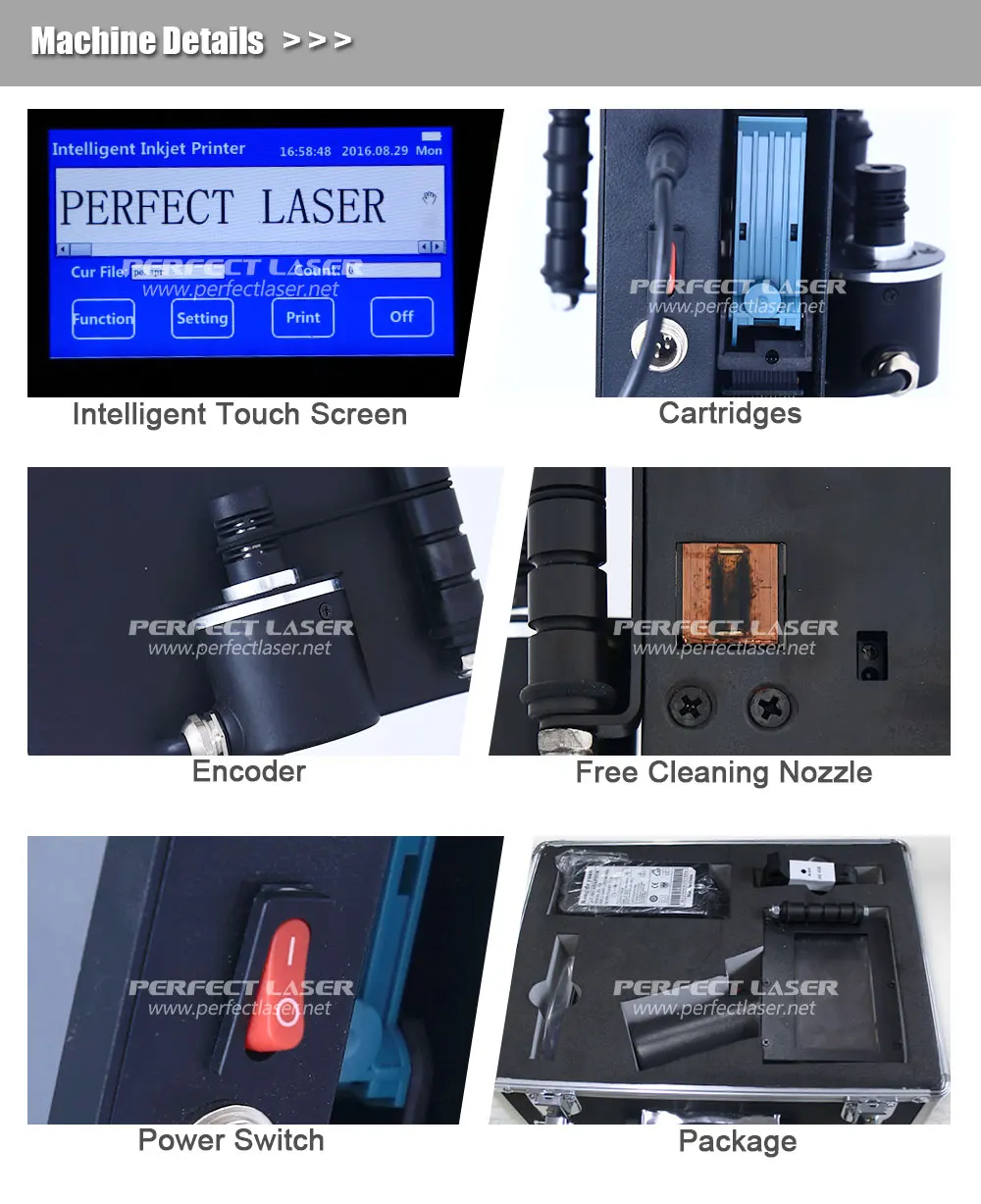Perfect Laser Small character wireless and cheap Handheld Metal aluminium  plastic wood digital inkjet color label printer
