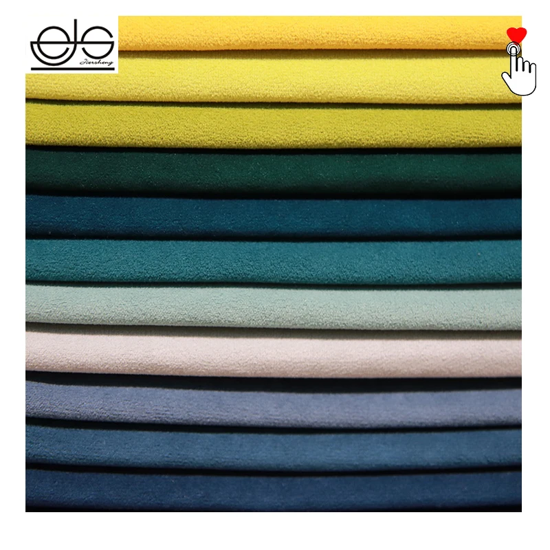 JES 100% polyester velvet plain lambswool sofa curtain home textile fabric