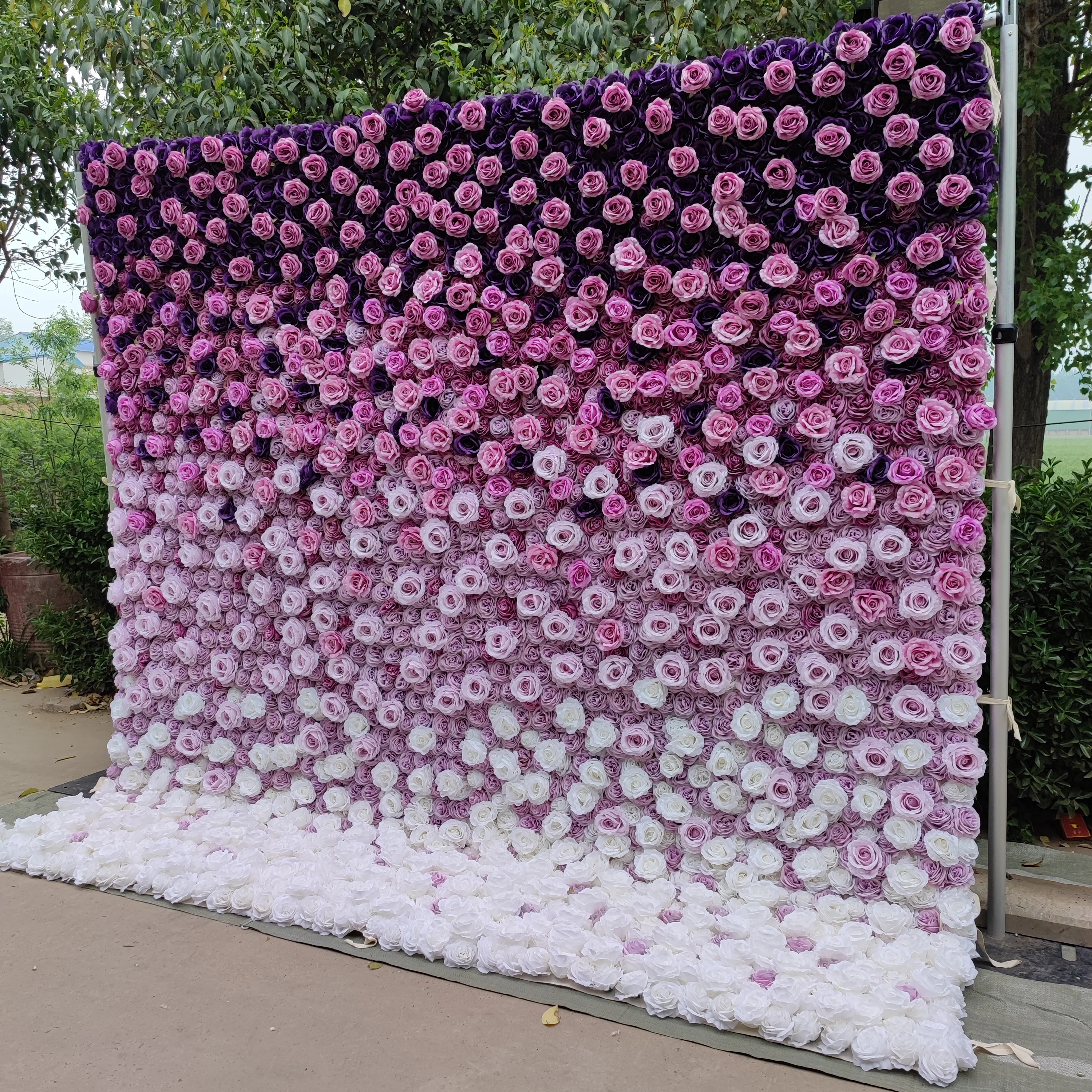 DKB  Custom 3D Cloth Flowerwall Wedding Artificial Silk Rose Flower Wall Panel Backdrop Artificial Flower Decorative Flowers For