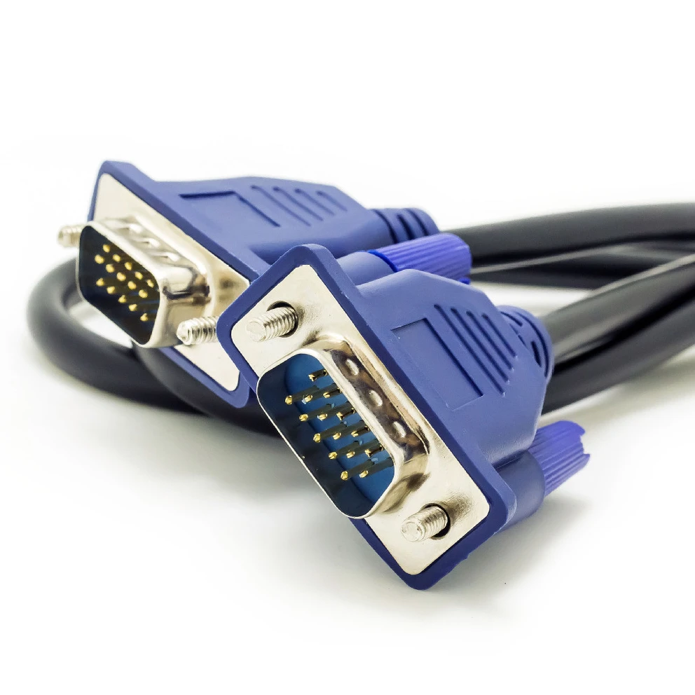 Видеокабель vga длина 1 8 м 100 10 метров без винтов штырь-штырь черный