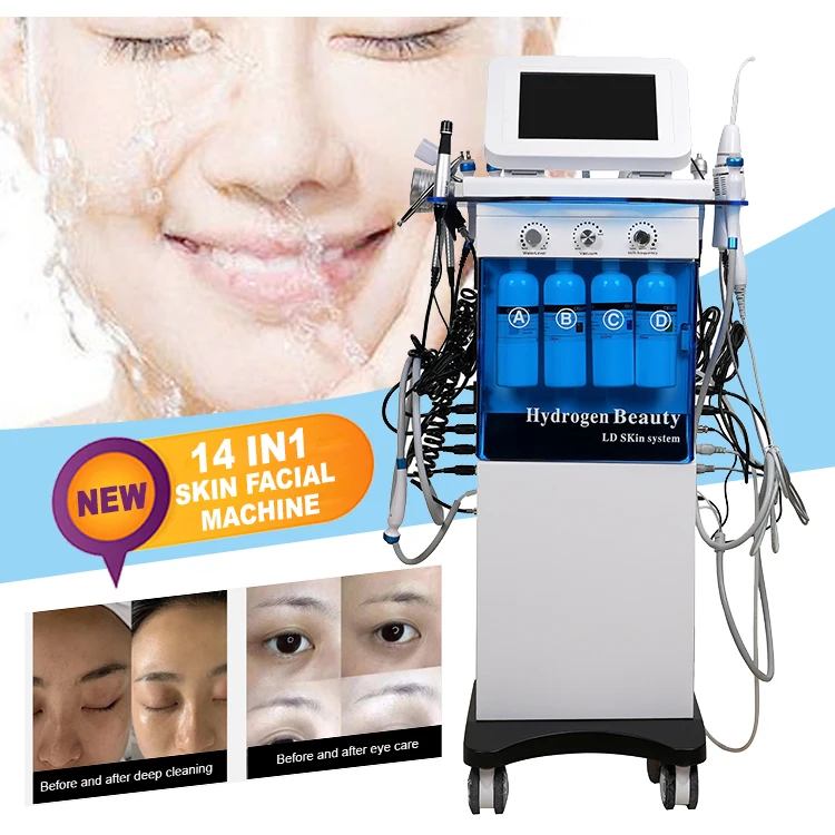 Top Quality Low Price 14 In 1 Hydra Oxygen Jet Dermabrasion Aqua Peeling Beauty Face Equipment Salon Hydra Machine