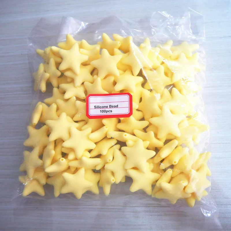 100% Food Grade Star Teething Beads Chewable Soft Chain Beads Teether Loose Beads