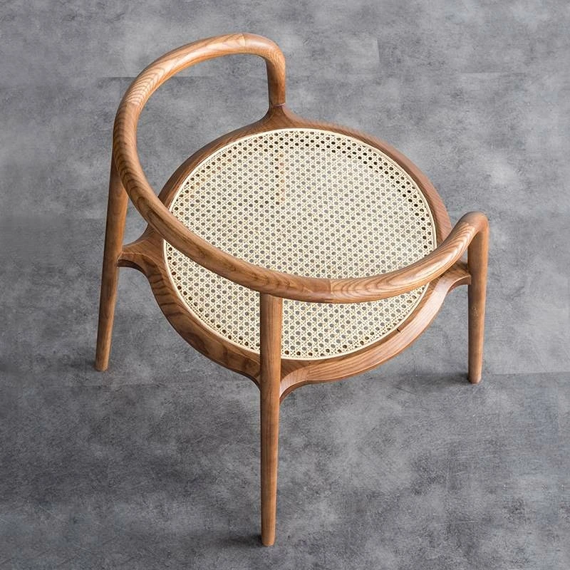 Round Armchair Elegant Living Room Chair Modern nordic style restaurant home furniture solid wood rattan dining chair