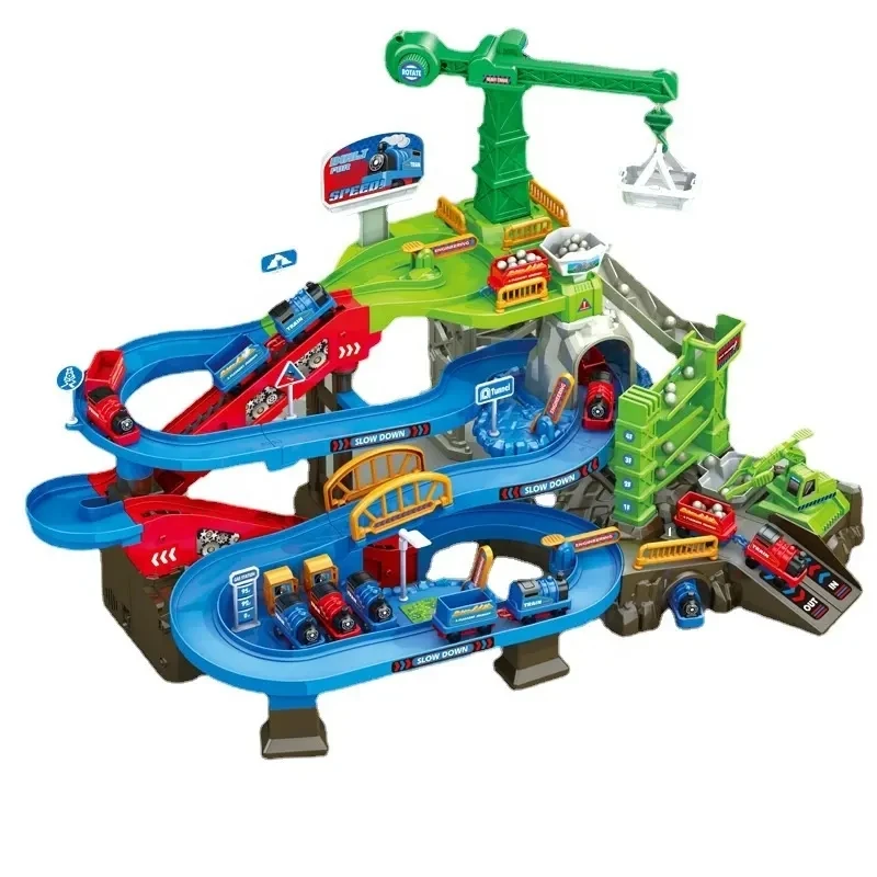 Crossborder Train Race Track children educational space adventure set inertial car sliding boys and girls track parking lot toys