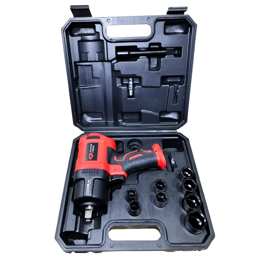 Max Torque 1560 N.m Lightweight 4.4 lbs 1/2 Inch Pneumatic Air Impact Wrench with 8 Pcs CR-V Steel Socket Set and Storage Case