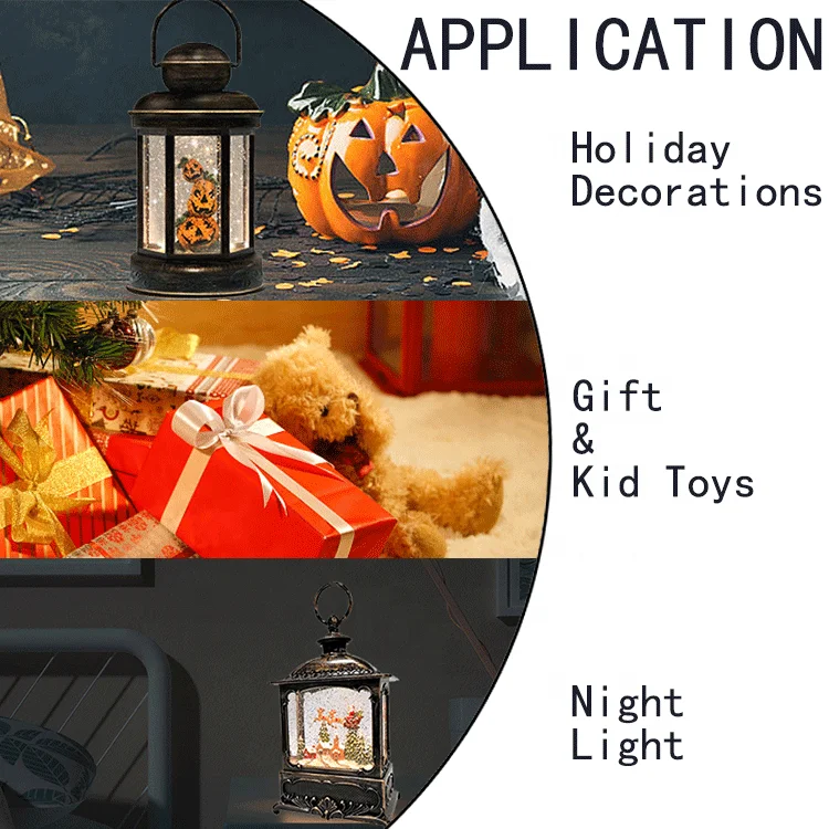 2024 Navidad Christmas Decorations Supplies  Resin Santa Claus Lantern LED Snow Globe Lantern