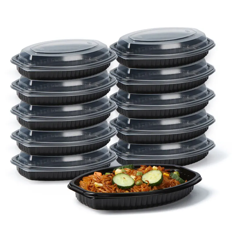 Black Base Transparent Lid Take Away Container Japanese Disposable Lunch Box Plastic Bento Box for noodle packaging