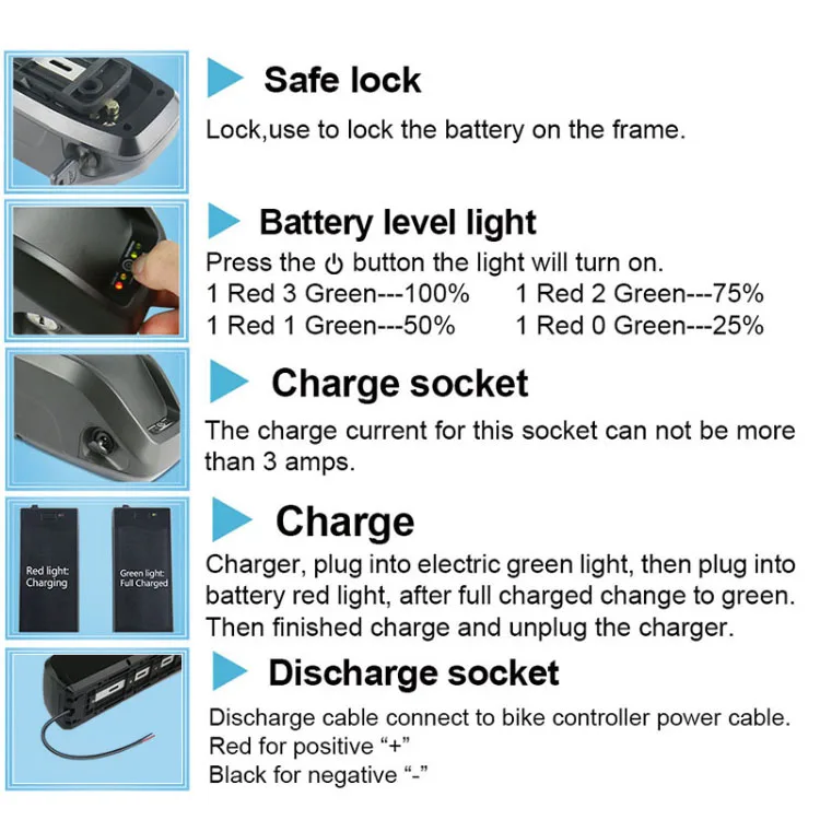 
Rechargeable Electric Bike 36V 10Ah 13Ah 15Ah Hailong Pro Downtube Battery for TSDZ2 Motor 