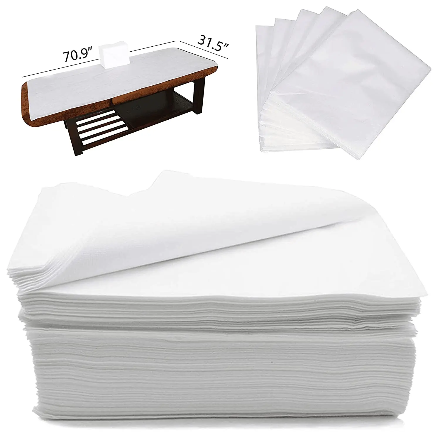 Disposable Bed Sheets - Disposable Massage Table Sheets, Large Spa Bed Cover PP+PE Non Woven Fabric Oil-Waterproof