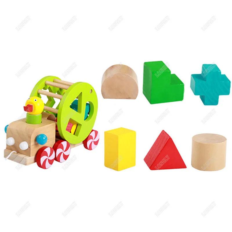 2021 hot sale wooden wheels for toys  pull wood car toy for kids