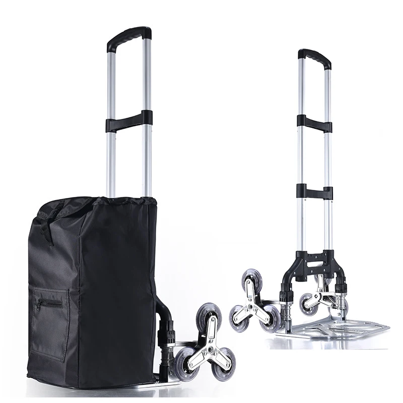 3 Wheels Stair Climbing Cart Hand Truck Moving Folding Dolly Cart for Stairs With Storage bag Heavy Duty Transport Trolley