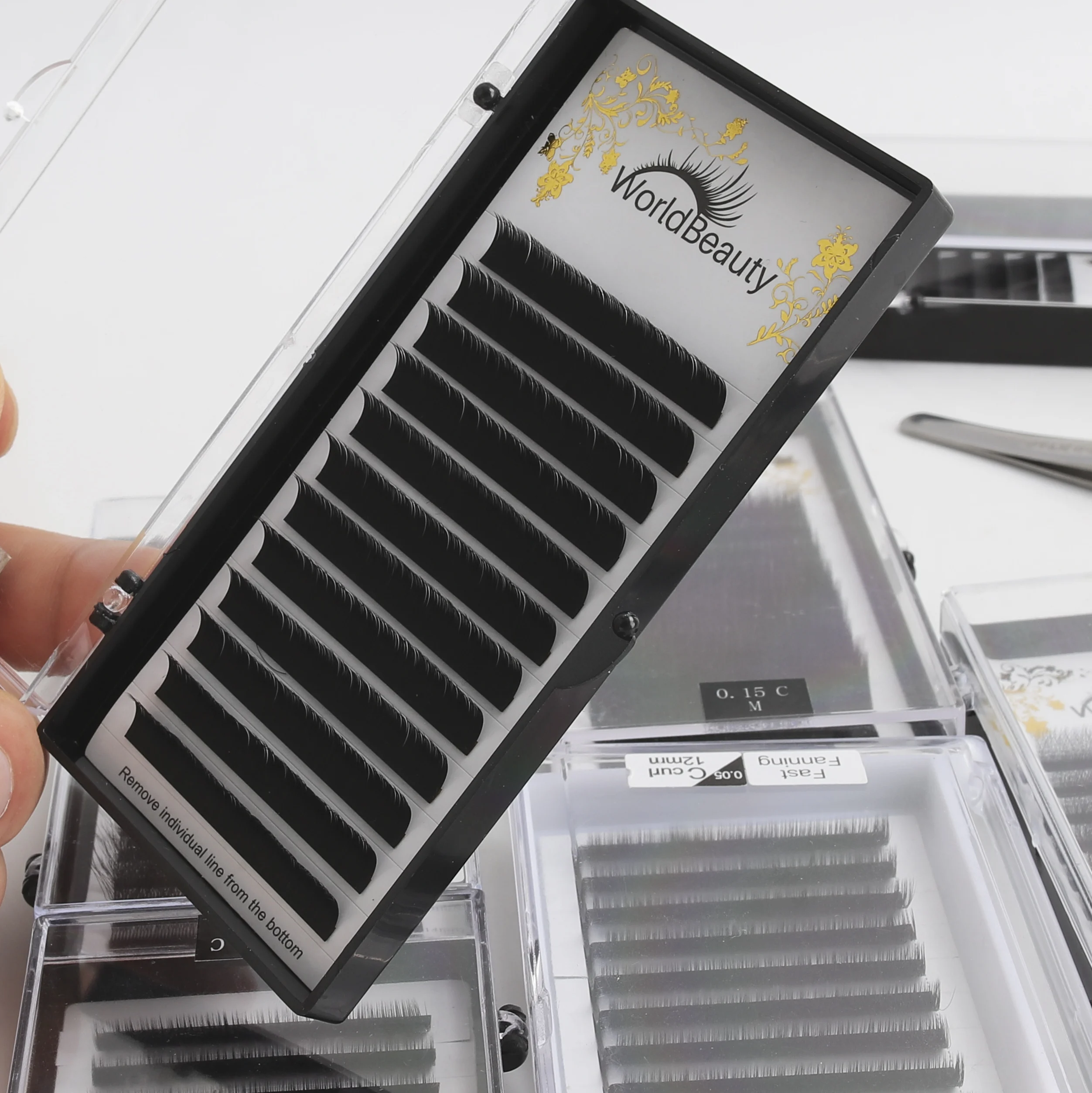 worldbeauty B CC C D DD Curl Individual eyelash extension supplies 6-17mm cashmere volume eye lash extension