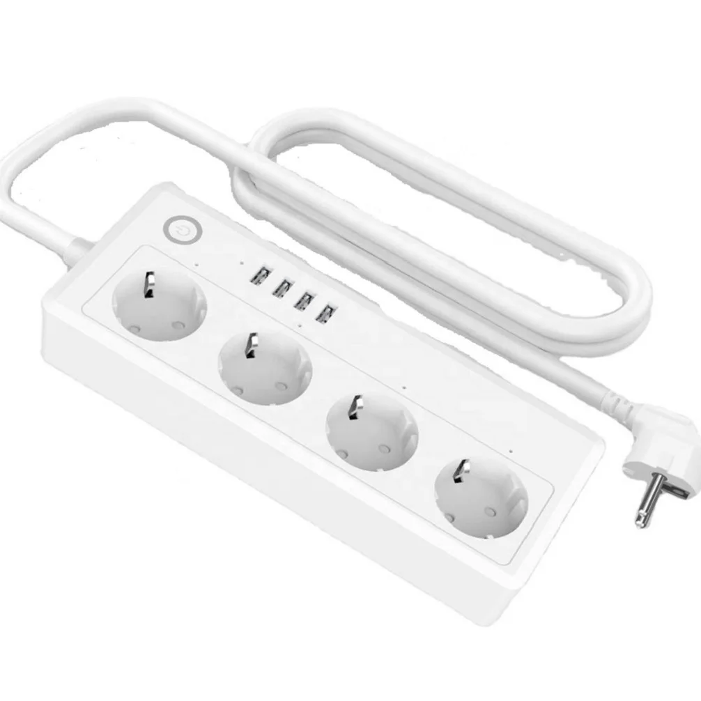 EU power strip smart wifi enabled plug with 5V 3.1A USB remote control plug socket Alexa Google Home Tuya Smart Life APP