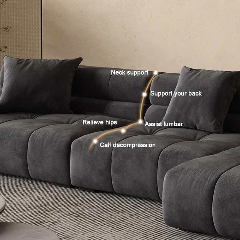 SUKE Cloud milk velvet sofa living room small family Japanese cream wind simple modern tofu block