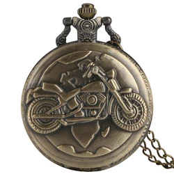 Vintage Necklace 3D Motorbike Quartz Pocket Watch Bronze Skull Silver Vintage Necklace Chain Pendant Motorcycle pocket watches