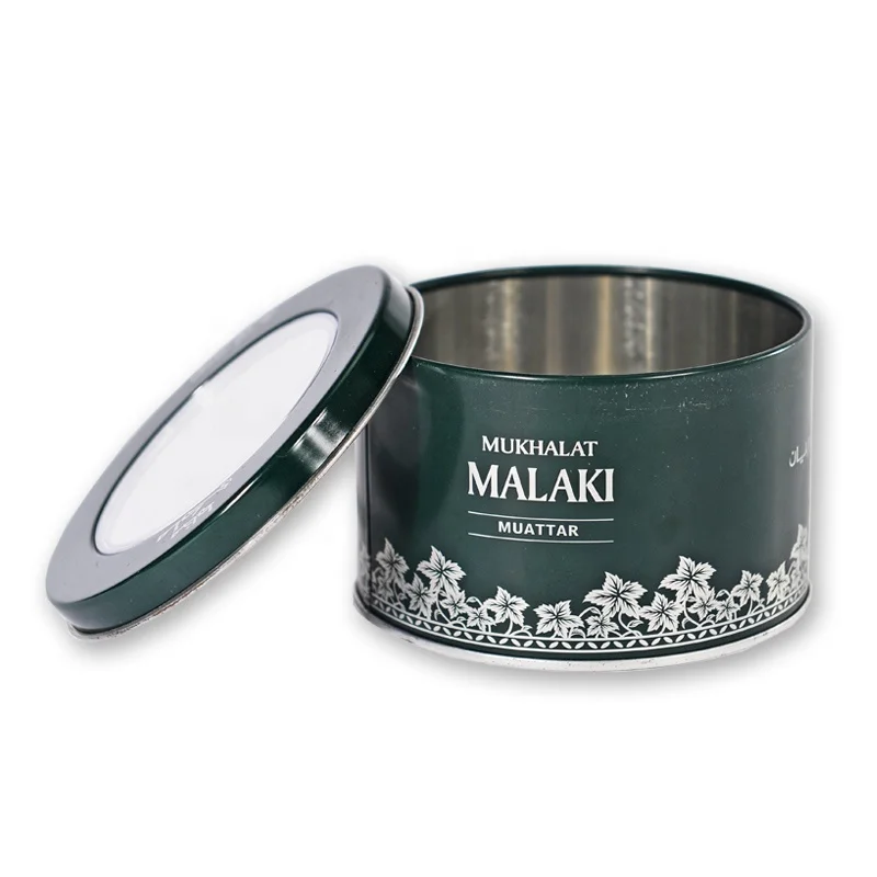 Empty Fossil Watch Tin Can Gifts Round Tin Box with Clear PVC Window
