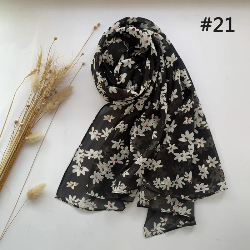 Hot Selling Muslim Women Tudung Breathable Soft Floral Wraps Head Scarf Luxury Printed Chiffon Hijabs