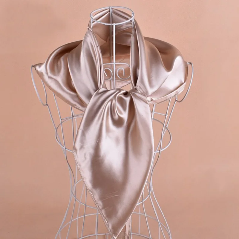 High Quality Custom Solid Color Satin Silk Square Scarf Printed Satin Silk Scarf For Women