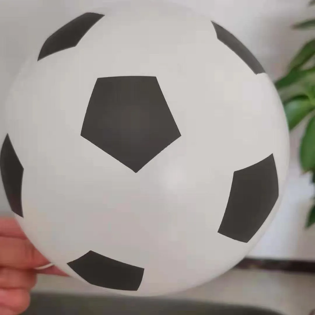 Football latex balloon 12 inch thick white football pattern printing balloon for boy game party
