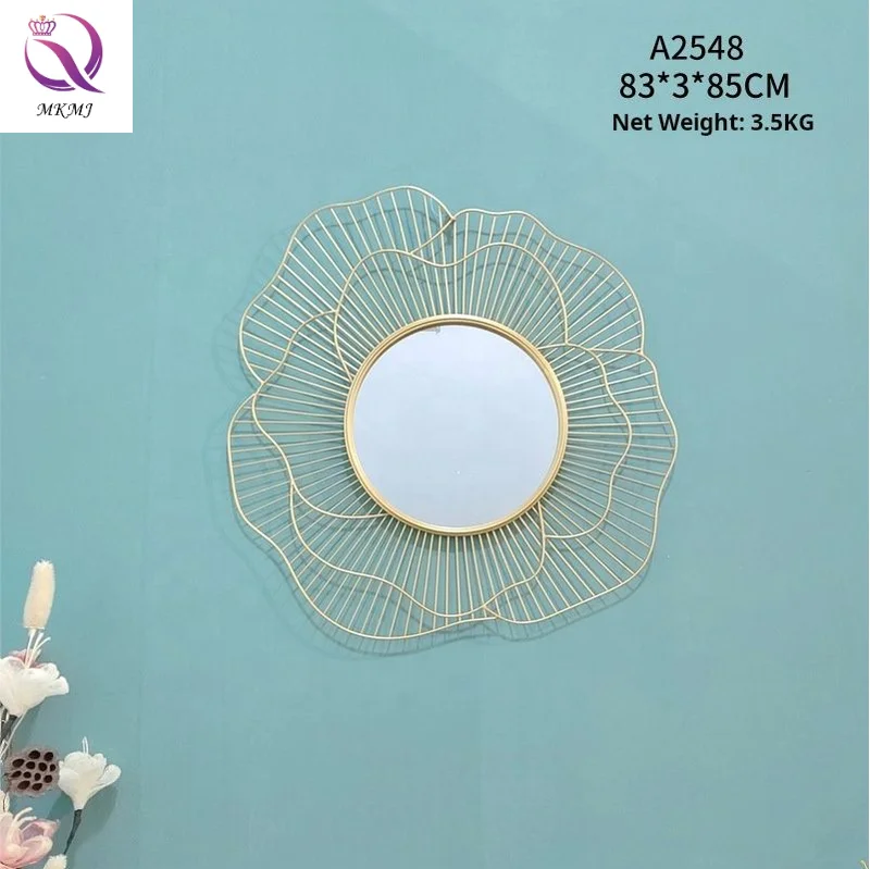 Modern Simple Wall Gold Iron Decoration Hanging Fashion Creative Interior Decoration Circular Wall Mirror