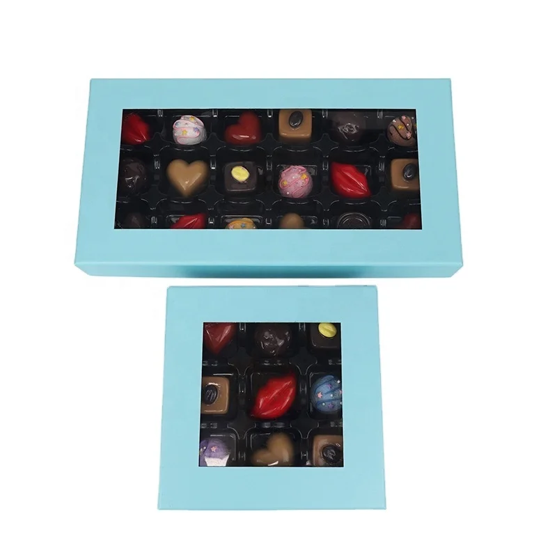 Luxury Custom Chocolate Truffle Rigid Gift Boxes With Clear Window Packaging