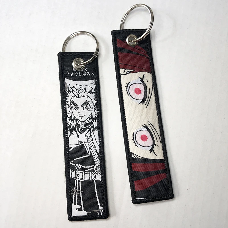Custom Personal Logo Double Sided Letters Embroidery Key Chain Fabric Key Tag with Own design Woven Embroidery Keychains