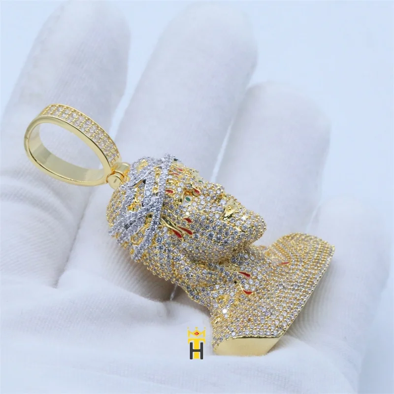 Luxury diamond 925 sterling silver pendant full paved cz diamond pendant hiphop religious jesus pendant