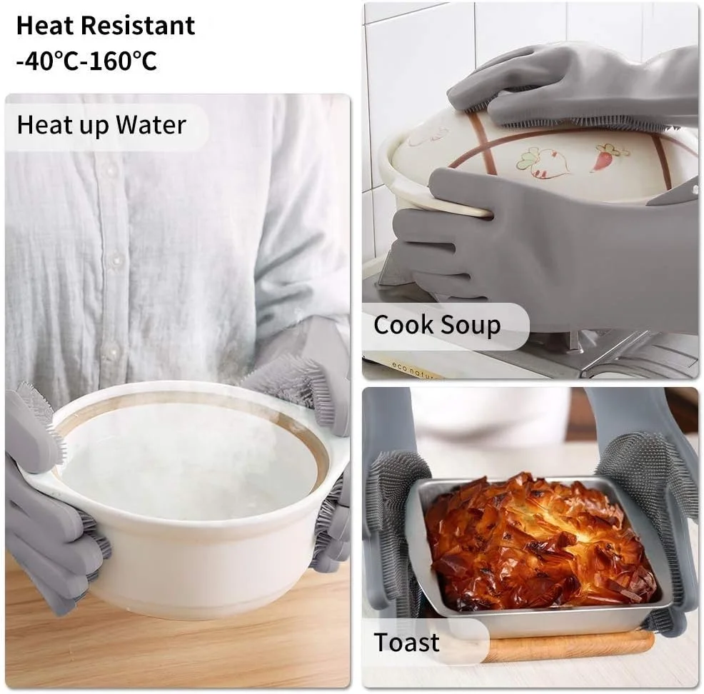 Manufacturer magic Silicone Gloves Pet Bath Brush Dishwashing Gloves for Dogs Cats Kitchen Cleaning Scrubber