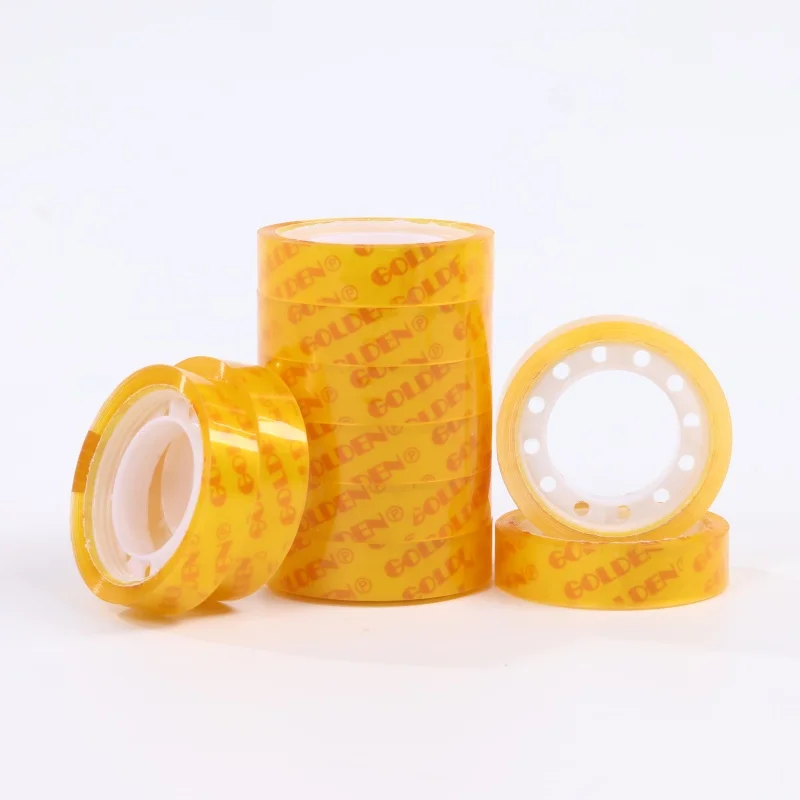 BOPP Stationery Tape Small Adhesive Packing Golden Tape For Students and Kids School Use