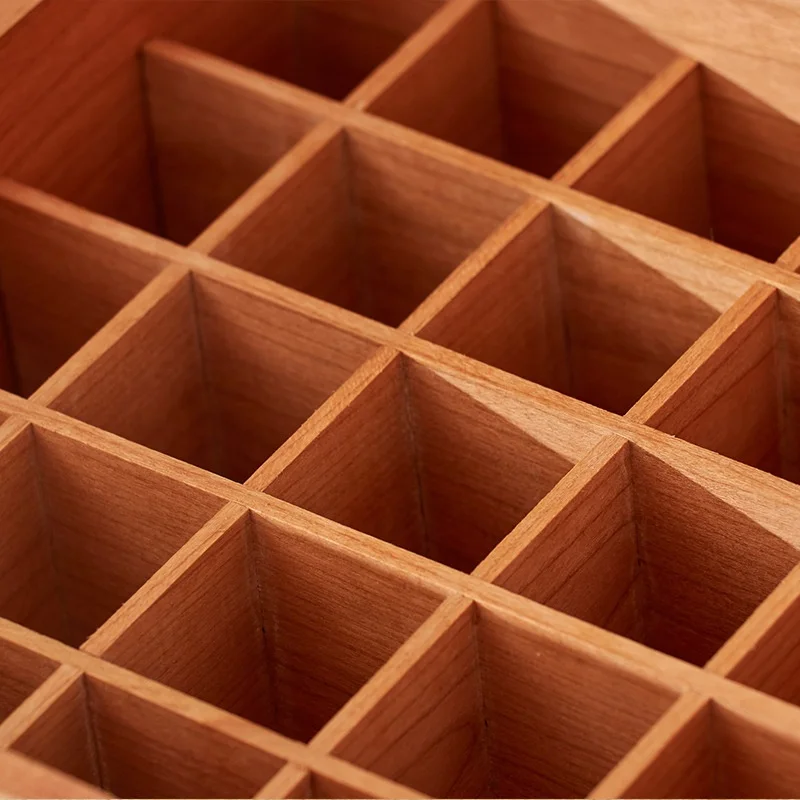 Wooden Essential Oil Box with Hinged Lid/Removable Divider Aromatherapy Oils Storage Displayer Dropper/Roller Bottles Organizer