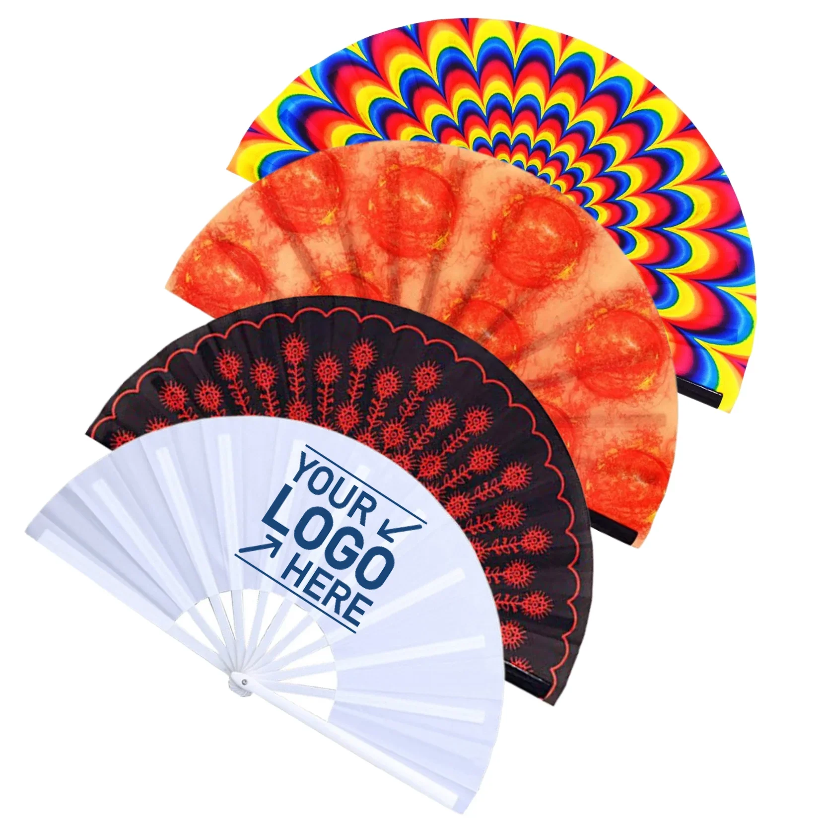 Best Selling 33cm plastic clack rave fan customized LOGO plastic bamboo crafts hand fan