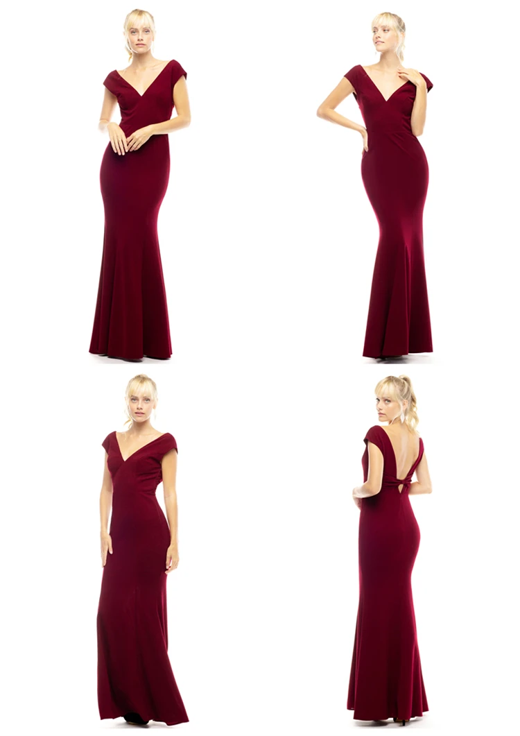 
OEM ODM cutty sleeve V-Neck Knitted Bodycon elegant classic prom gowns dresses 2021 evening 