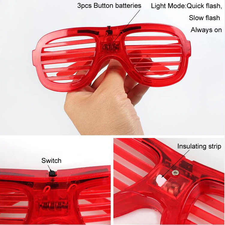 Holiday shutter shades Neon EL Wire flashing glasses LED light up glasses cold light luminous club concert party glasses