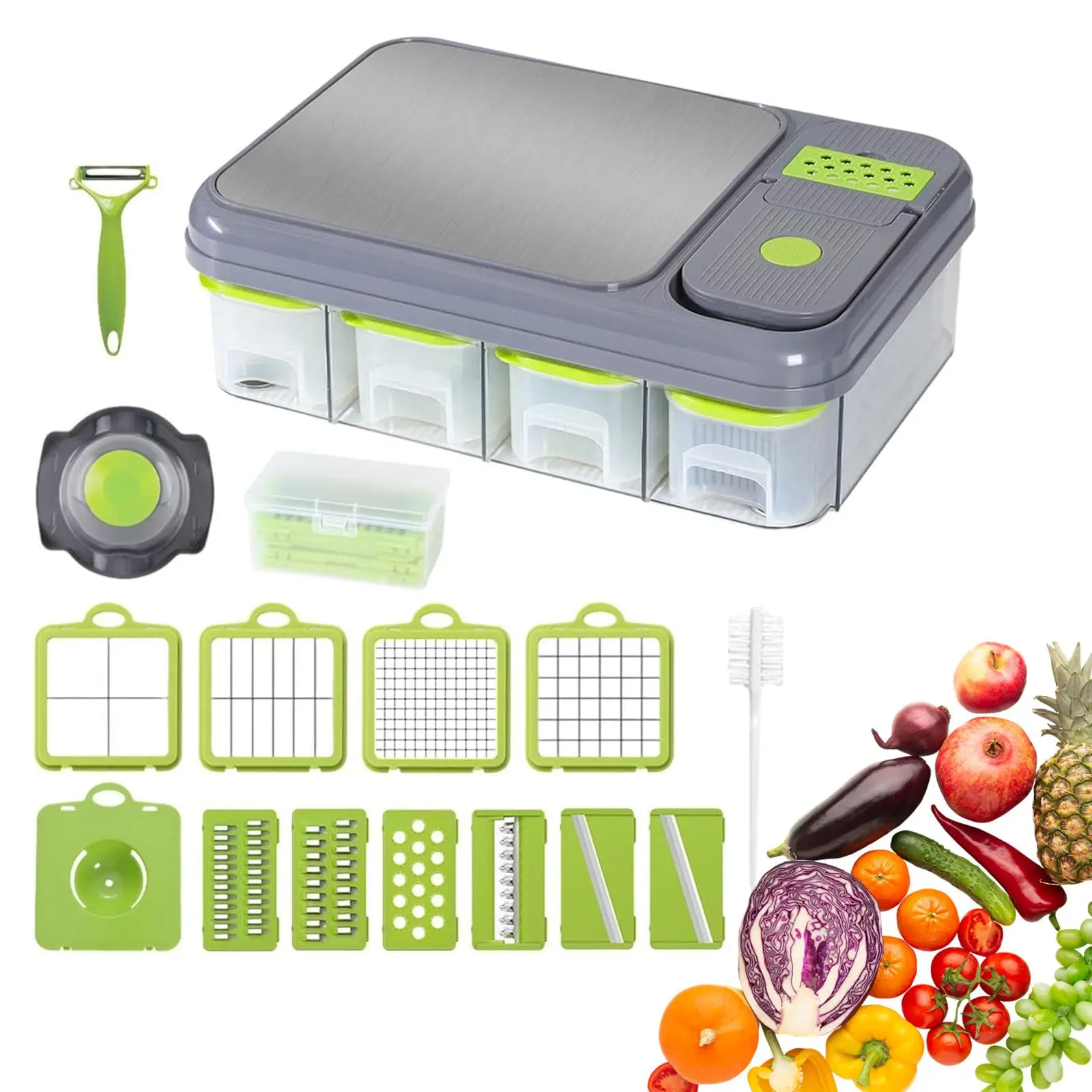 Best Sale 2025 New 16 in 1 Kitchen Tools Vegetable Multifunctionan Cutter Manual Vegetable Chopper Potatoes Peeler