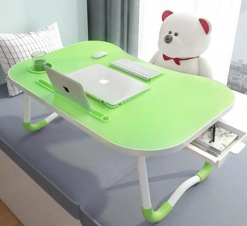 Подставка для чайного столика, складной деревянный маленький ленивый столик для кровати, с отделением для карт, подстаканником, USB-портом, подсветкой, вентилятором и нескользящим ковриком