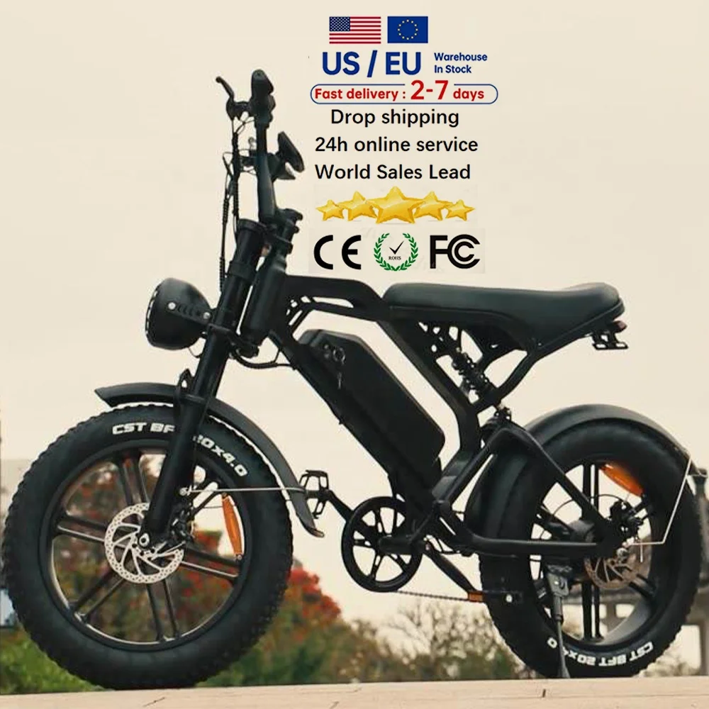USA EU UK warehouse Fashion e-bike 20inch fat tire electric bike 250W/500W/1000w electric bicycle e bike Long Range Fatbike