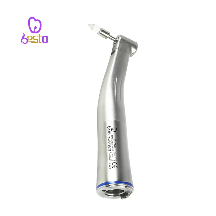 Dental Fiber Optic 1:1 Contra Angle Stainless Steel Low Speed Handpiece Contra Angle Push Button Surgical Handpiece 2.35mm Burs