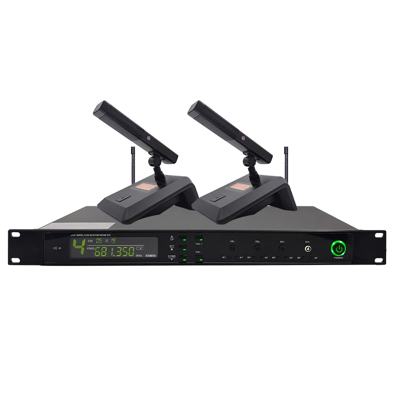 High quality 2 channels audio conference microphone system Wireless Desktop Gooseneck Microphone