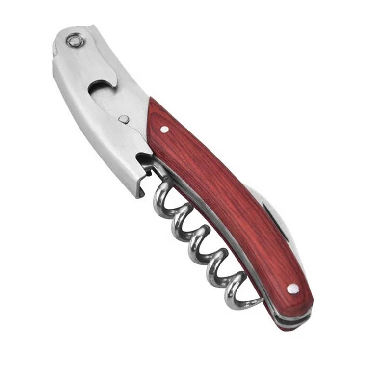 Double hinged corkscrew opener customized wooden corkscrew
