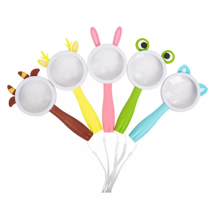 Wholesale Cartoon handheld fall - proof kindergarten science experiment toys gift animal magnifying glass for kids