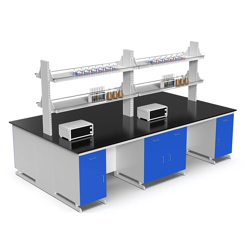 Factory Directly Sale High Quality Strong Acid And Alkali Resistant Steel Frame Lab Bench With Reagent Shelf