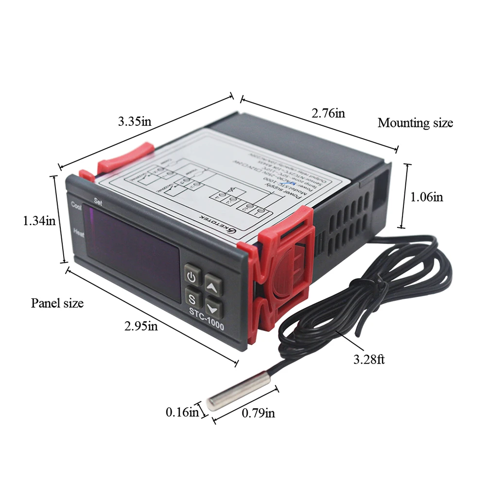  STC-1000 STC 1000 светодиодный цифровой термостат для инкубатора регулятор температуры Терморегулятор реле нагревательные охладительные