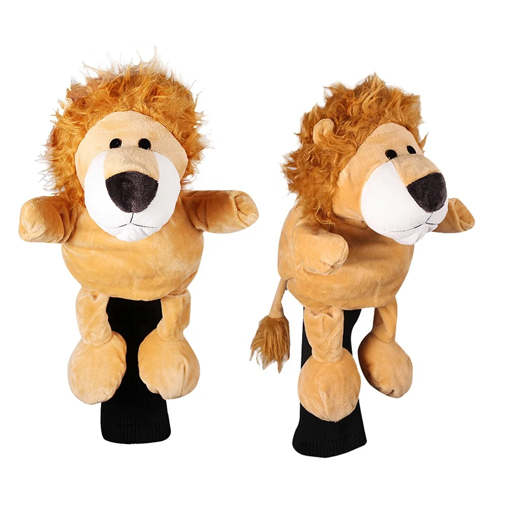 Cartoon Lion Animal Covers Custom Golf Headcover Plush Golf Driver Head Cover