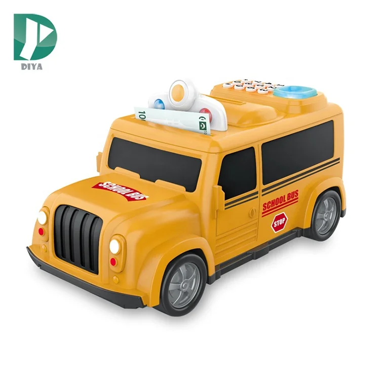 Fingerprint lock school bus safe box piggy bank police car multifunction light music baby save money boxes toys