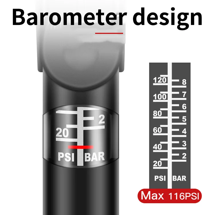 117Psi Bike Aluminium Tire Pumps Cycle Pump Mini Air Bicycle Hand Pump
