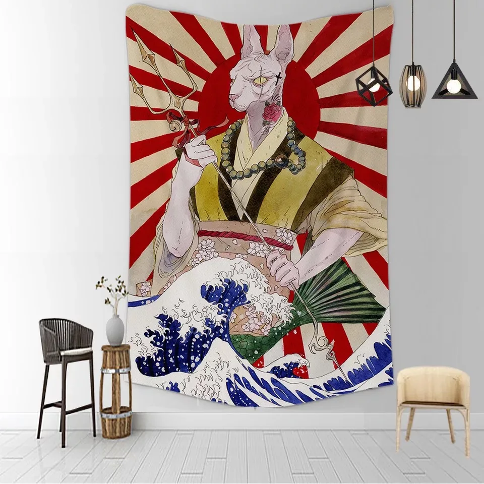 ins household goods background cloth tapestry Japanese style wall hanging beach mat hanging cloth